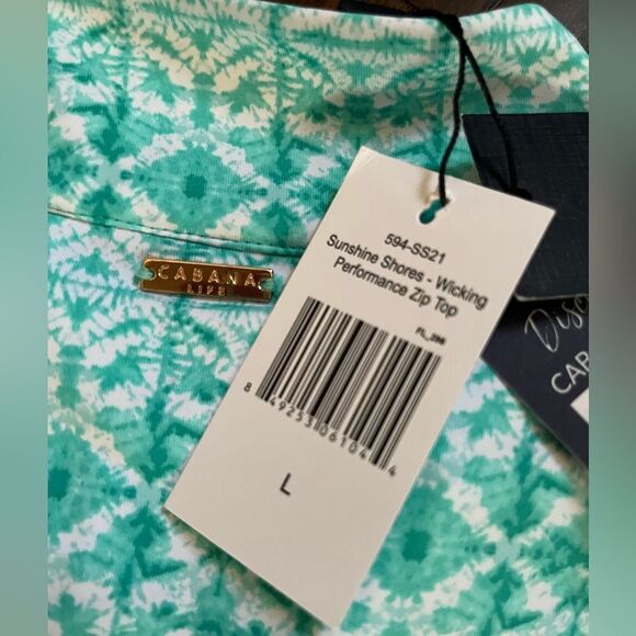 Cabana Life Sunshine Shores Wicking Performance Zip Top Size Large UPF 50+ NWT - Picture 8 of 8